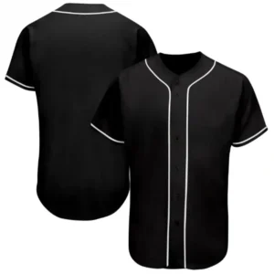 Blank Black Baseball Jersey with White Stripes