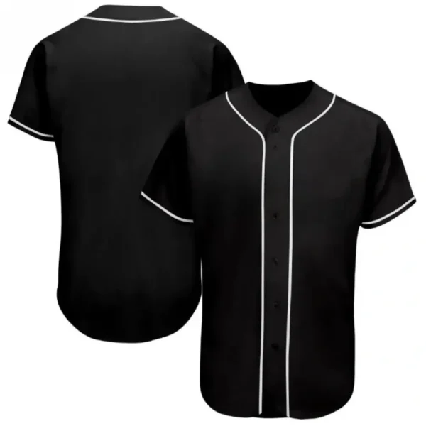 Blank Black Baseball Jersey with White Stripes
