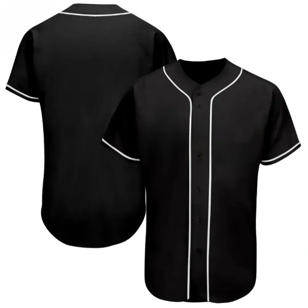 Blank Black Baseball Jersey with White Stripes