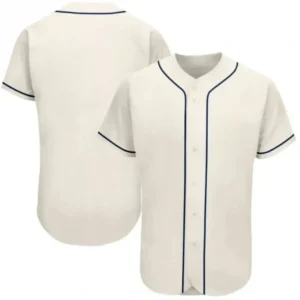 Blank Cream Baseball Jersey with Navy Stripes