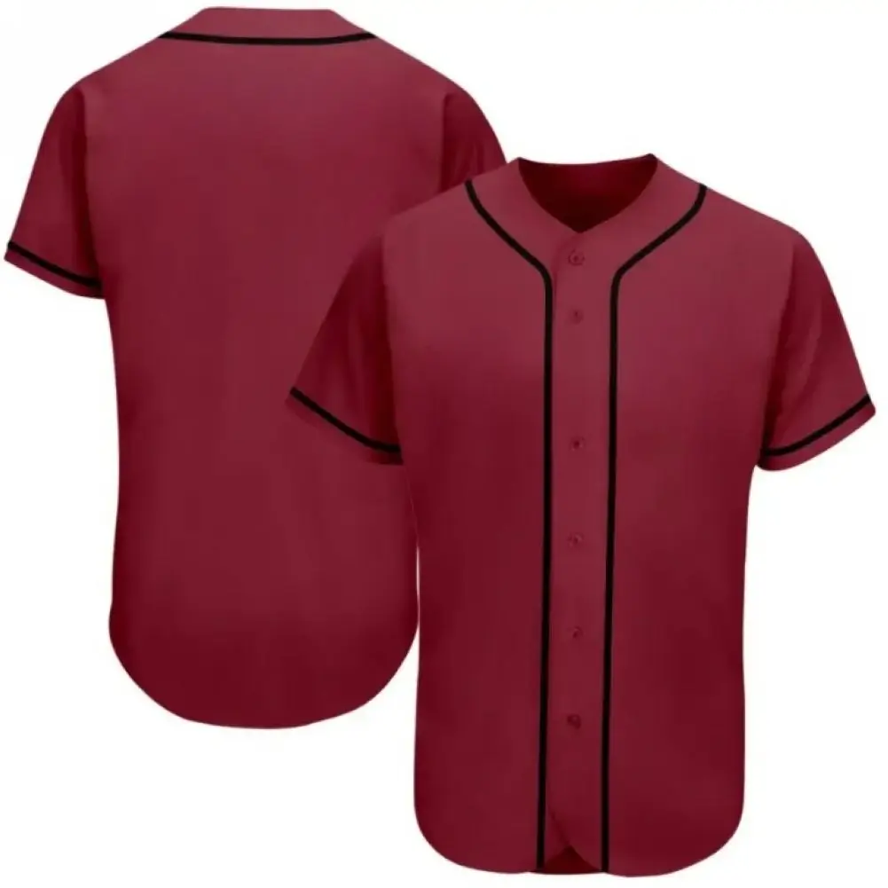 Blank Crimson Baseball Jersey with Black Stripes