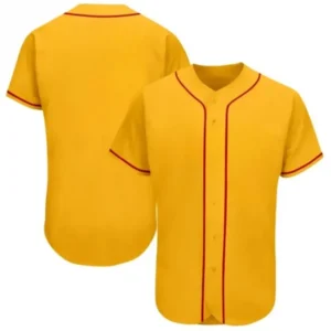 Blank Gold Baseball Jersey with Red Stripes