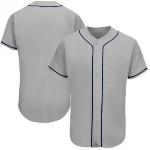 Blank Gray Baseball Jersey with Navy  Stripes