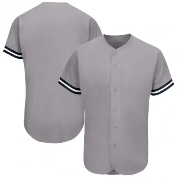 Blank Gray Baseball Jersey with Navy White Stripes