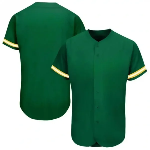 Blank Kelly Green Baseball Jersey with Gold White Stripes