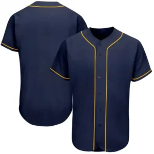 Blank Navy Baseball Jersey with Gold Stripes