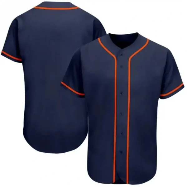 Blank Navy Baseball Jersey with Orange Stripes