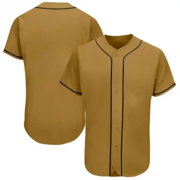Blank Old Gold Baseball Jersey with Black Stripes
