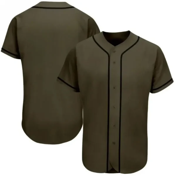 Blank Olive Baseball Jersey with Black Stripes