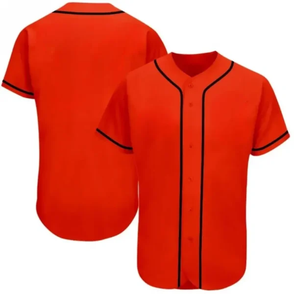 Blank Orange Baseball Jersey with Black Stripes