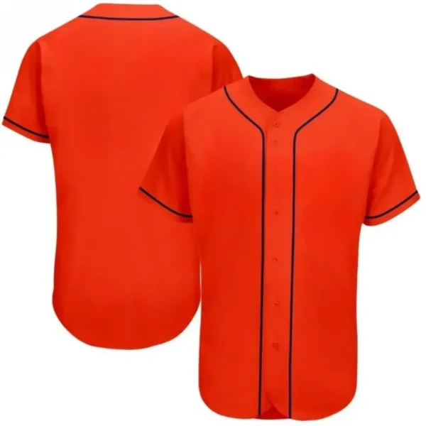 Blank Orange Baseball Jersey with Navy Stripes