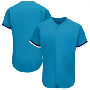 Blank Panther Blue Baseball Jersey with Navy White Stripes