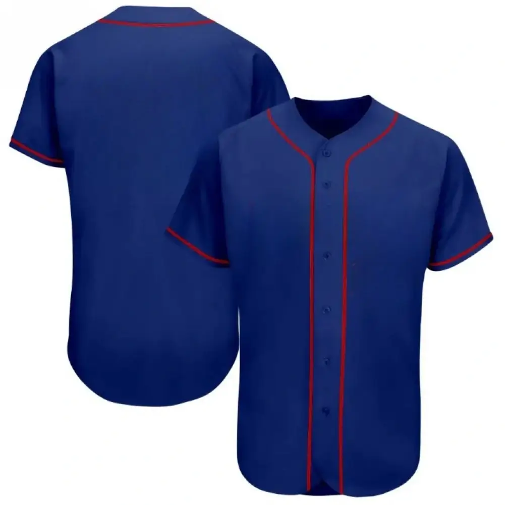 Blank Royal Baseball Jersey with Red Stripes