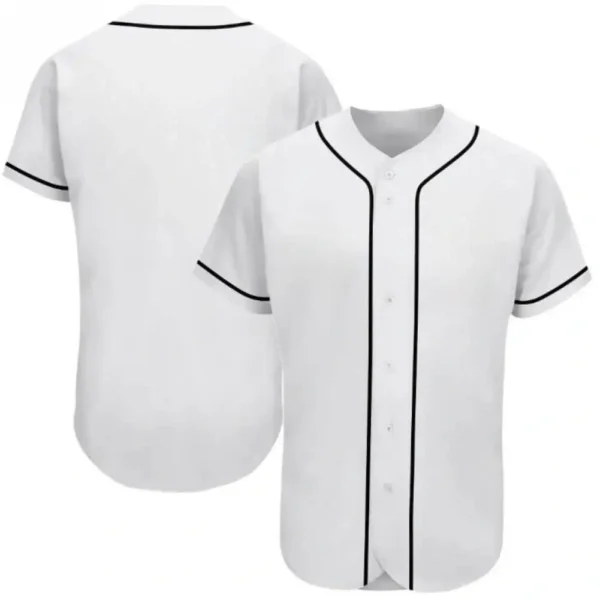 Blank White Baseball Jersey with Black Stripes