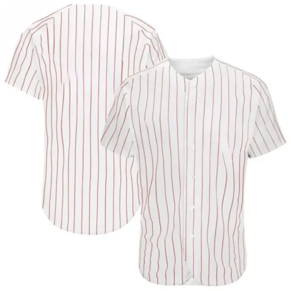 Blank White Baseball Jersey with Red Pinstripes