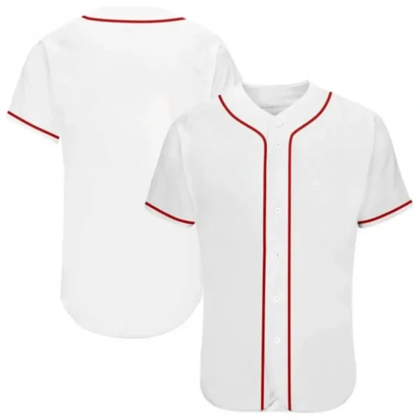 Blank White Baseball Jersey with Red Stripes
