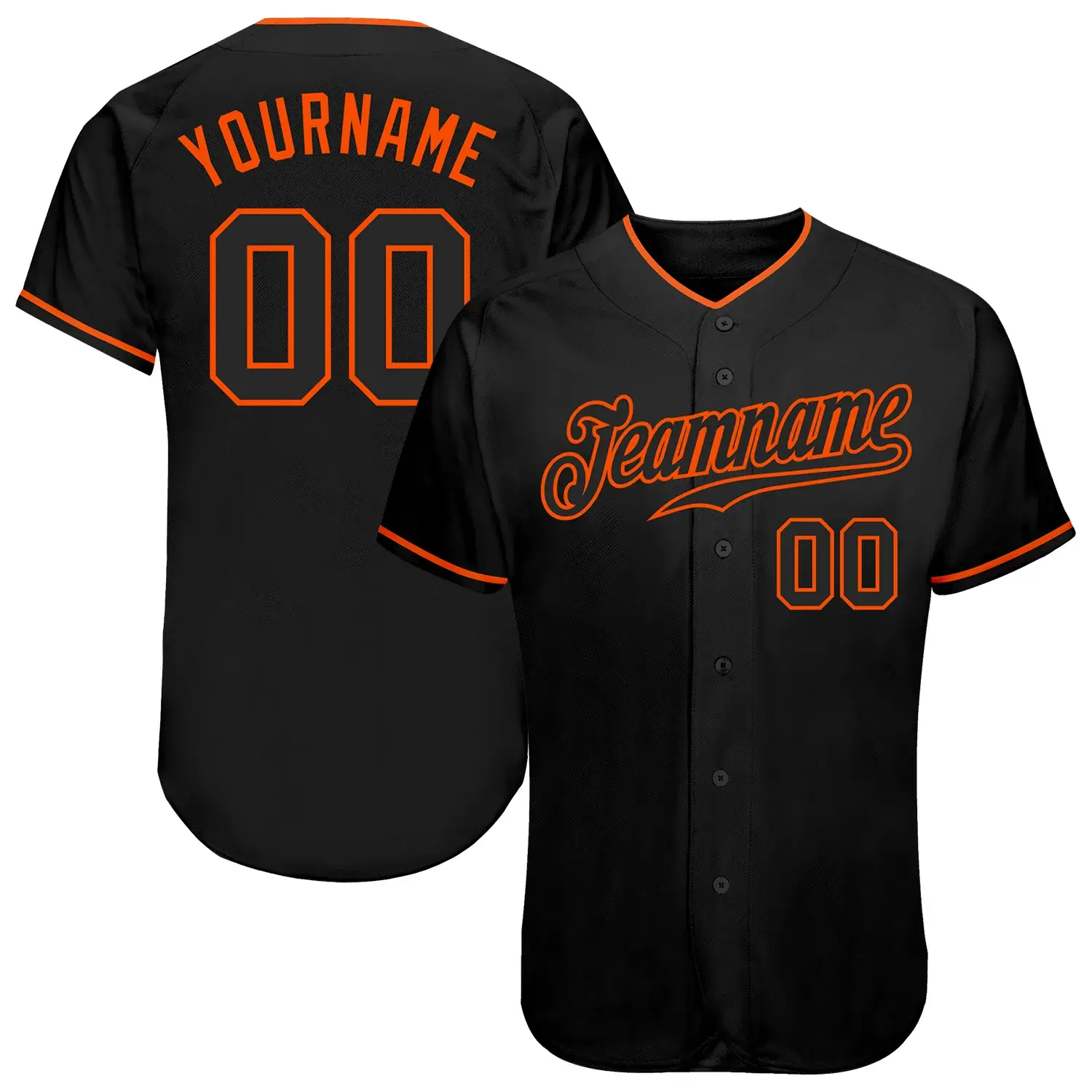 Custom Black Baseball Jersey with Black-Orange