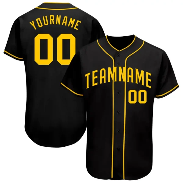 Custom Black Baseball Jersey with Gold