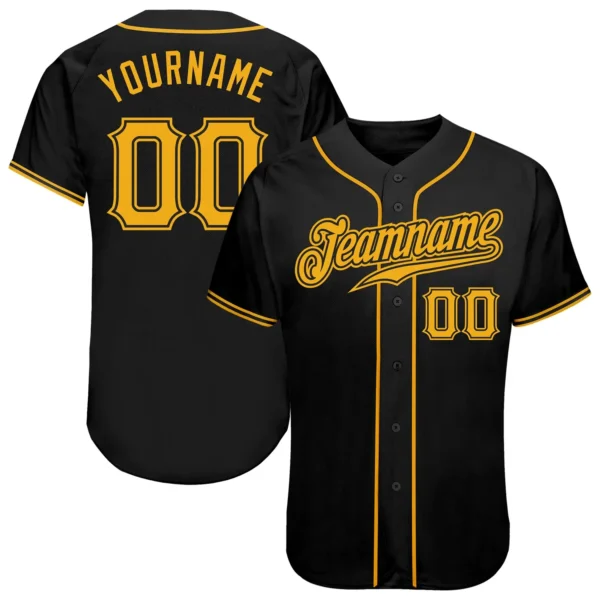 Custom Black Baseball Jersey with Gold