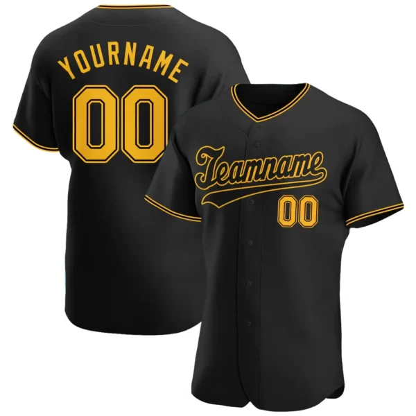 Custom Black Baseball Jersey with Gold-Black