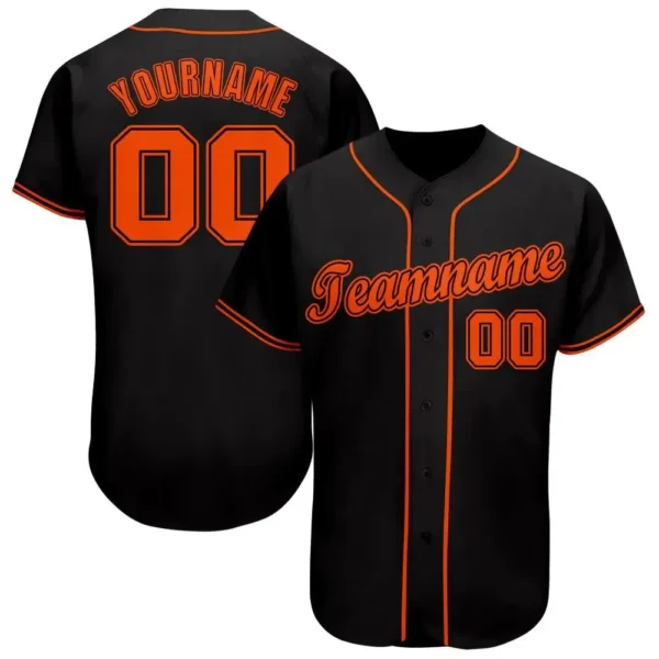 Custom Black Baseball Jersey with Orange