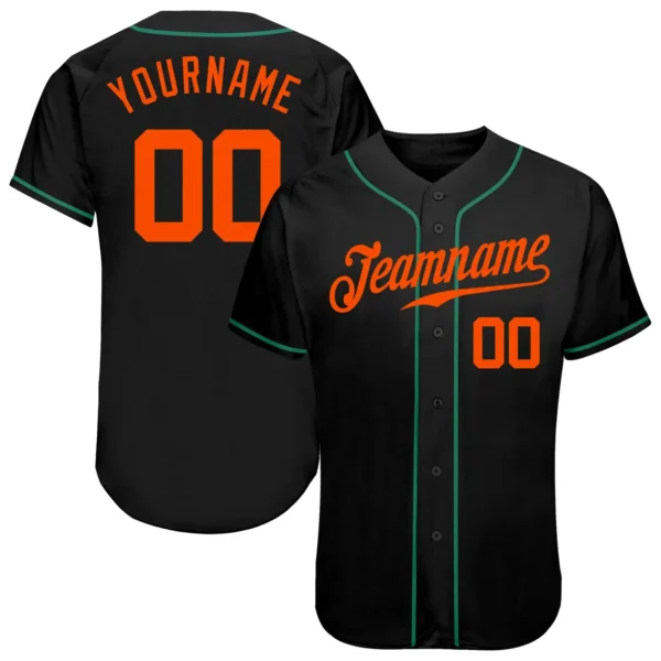 Custom Black Baseball Jersey with Orange-Kelly Green