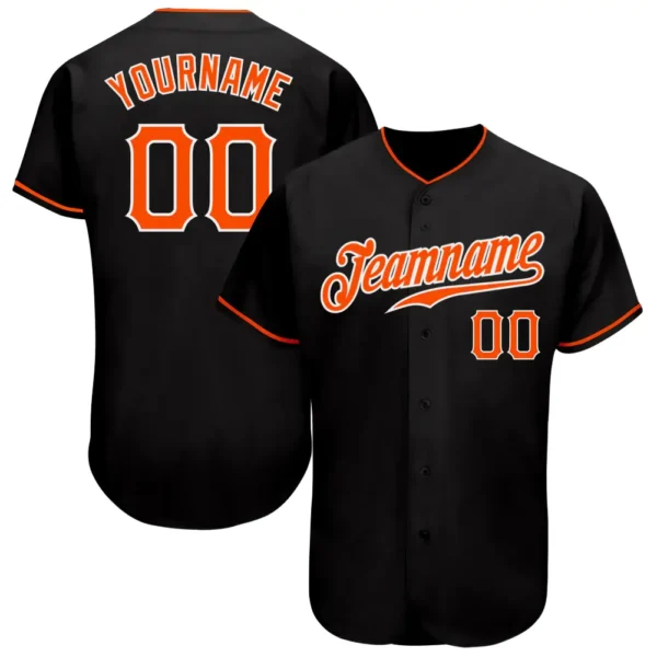 Custom Black Baseball Jersey with Orange-White
