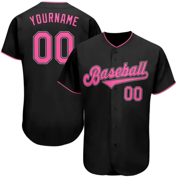 Custom Black Baseball Jersey with Pink