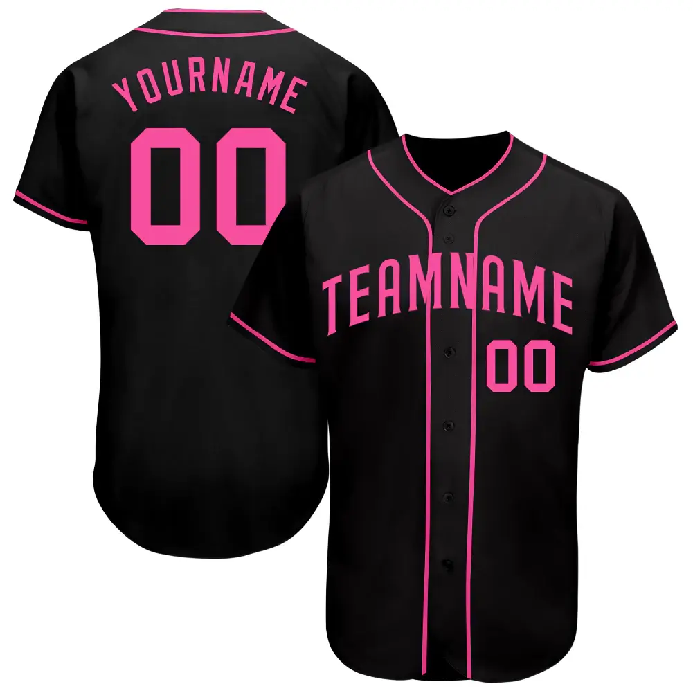 Custom Black Baseball Jersey with Pink