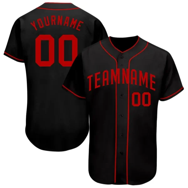 Custom Black Baseball Jersey with Red