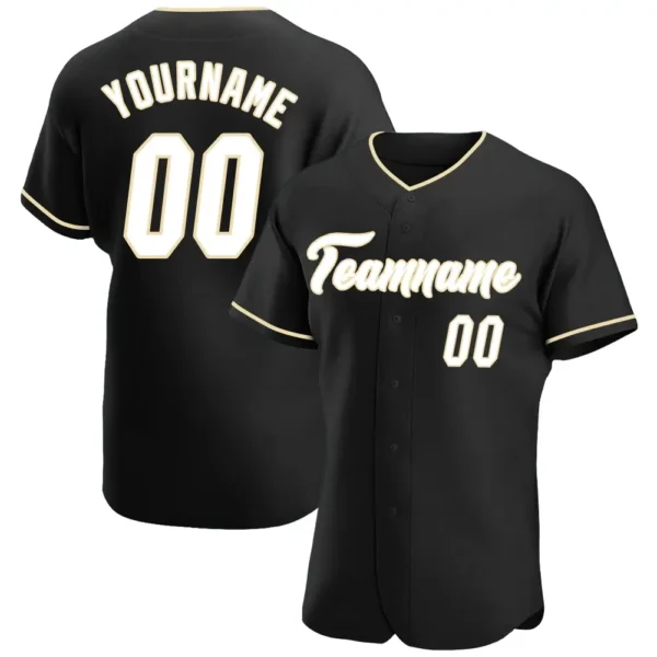 Custom Black Baseball Jersey with White-Cream