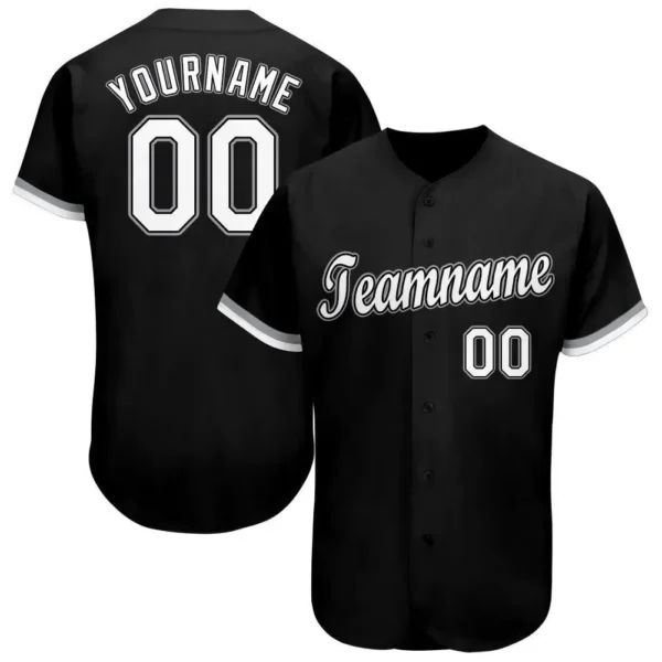 Custom Black Baseball Jersey with White-Gray