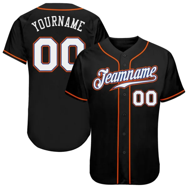 Custom Black Baseball Jersey with White-Orange