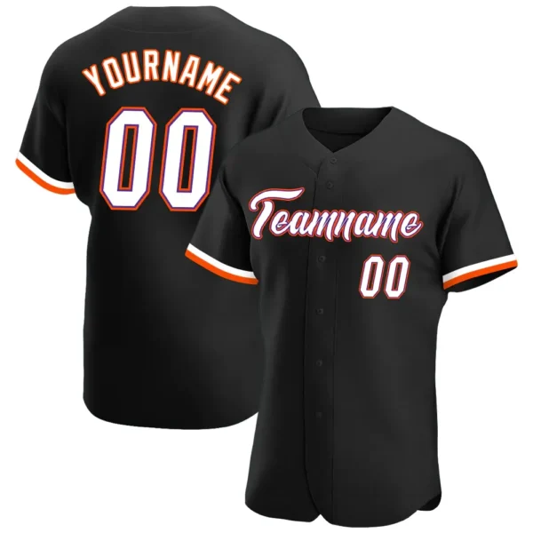 Custom Black Baseball Jersey with White-Orange