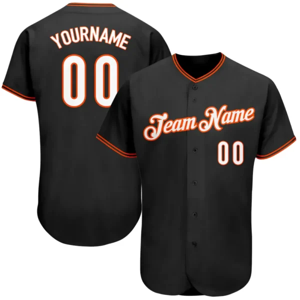 Custom Black Baseball Jersey with White-Orange