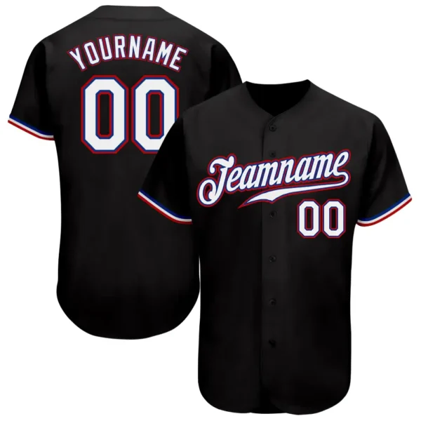 Custom Black Baseball Jersey with White-Red