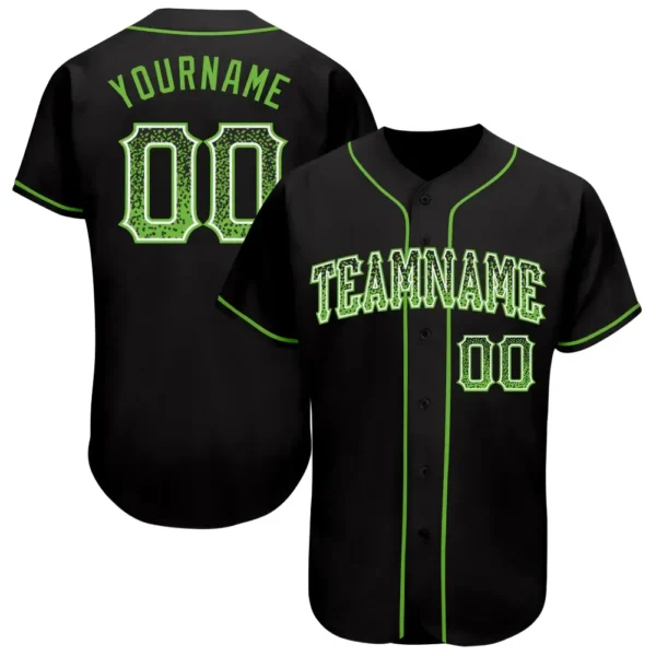 Custom Black Drift Fashion Baseball Jersey with Neon Green-White