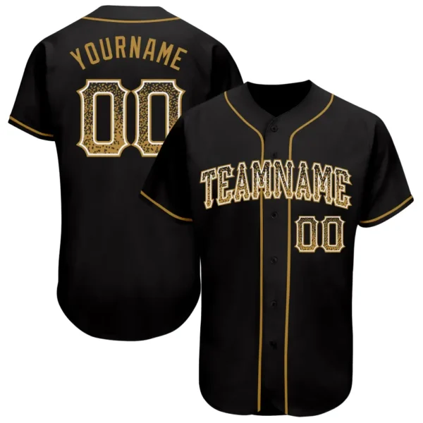 Custom Black Drift Fashion Baseball Jersey with Old Gold-White