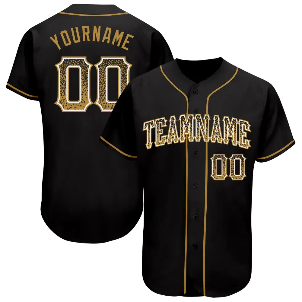 Custom Black Drift Fashion Baseball Jersey with Old Gold-White
