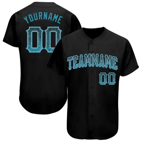 Custom Black Drift Fashion Baseball Jersey with Panther Blue-Gray