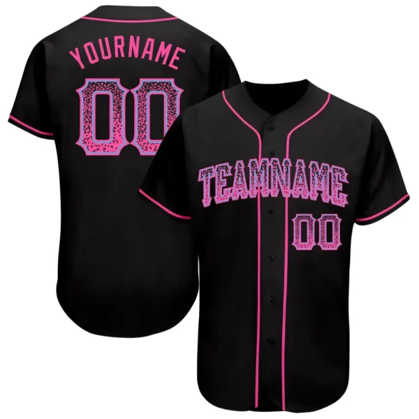 Custom Black Drift Fashion Baseball Jersey with Pink-Light Blue