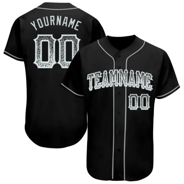 Custom Black Drift Fashion Baseball Jersey with Silver-White