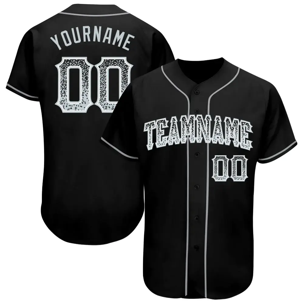 Custom Black Drift Fashion Baseball Jersey with Silver-White