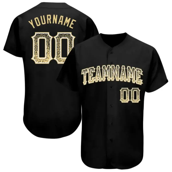 Custom Black Drift Fashion Baseball Jersey with Vegas Gold-White
