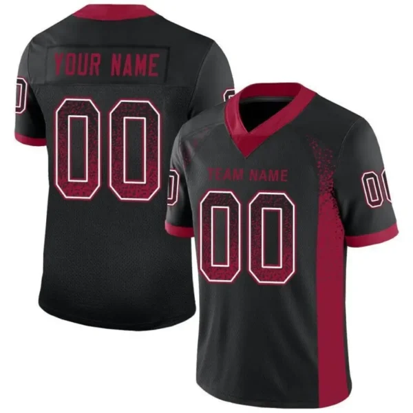 Custom Black Mesh Drift Fashion Football Jersey with Cardinal