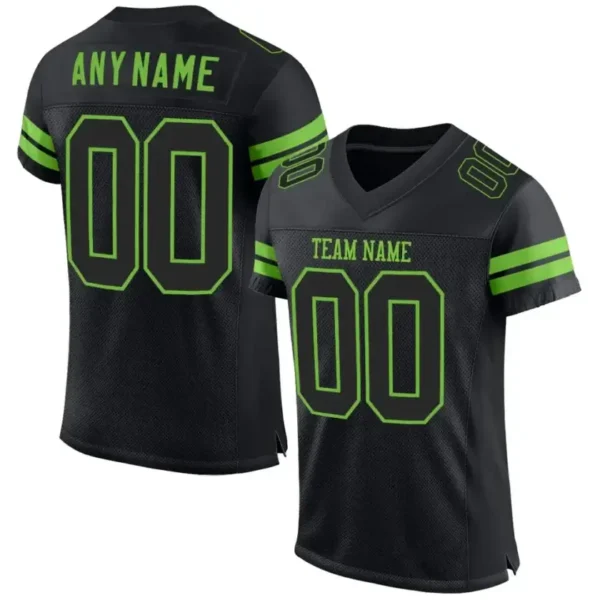 Custom Black Mesh Football Jersey with Neon Green