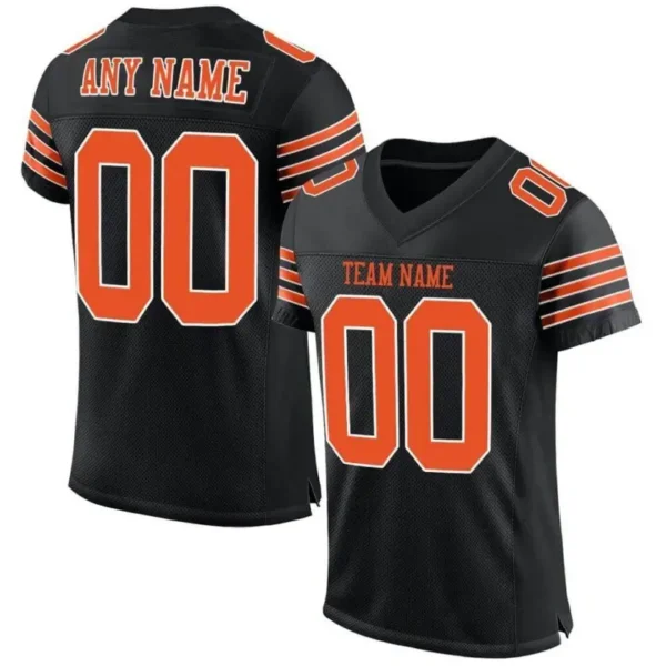 Custom Black Mesh Football Jersey with Orange