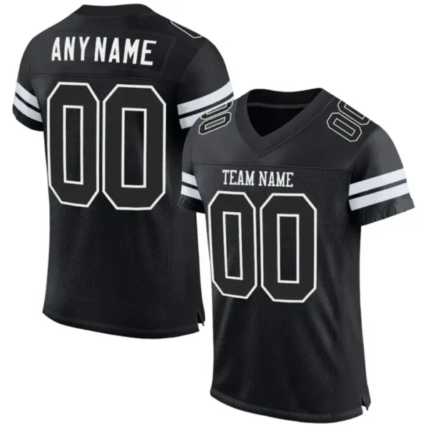 Custom Black Mesh Football Jersey with White