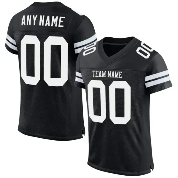Custom Black Mesh Football Jersey with White