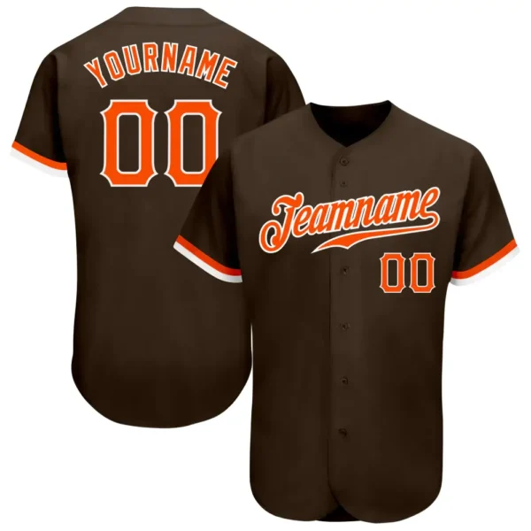Custom Brown Baseball Jersey with Orange-White